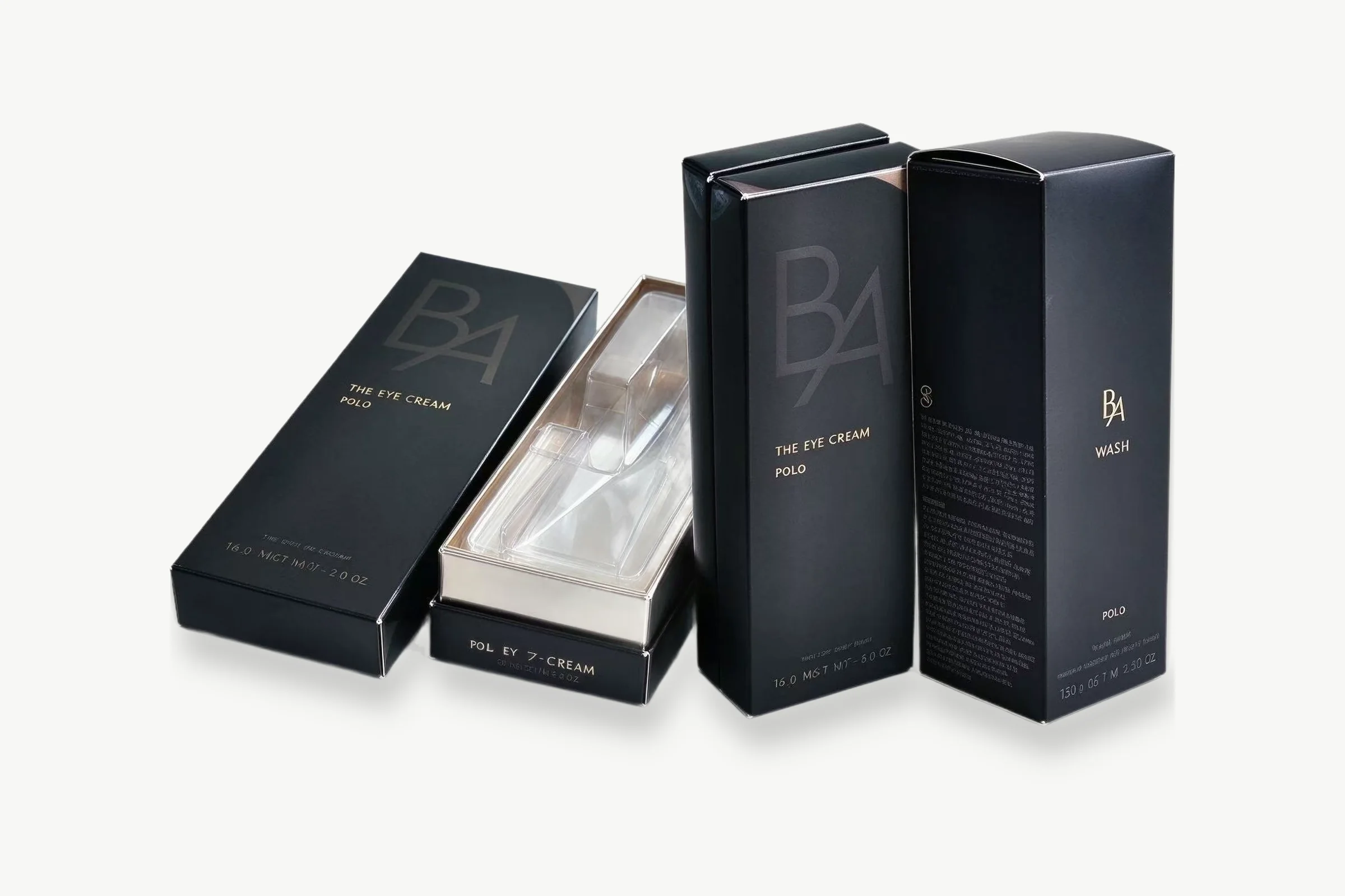 Black cream box with PET blister insert