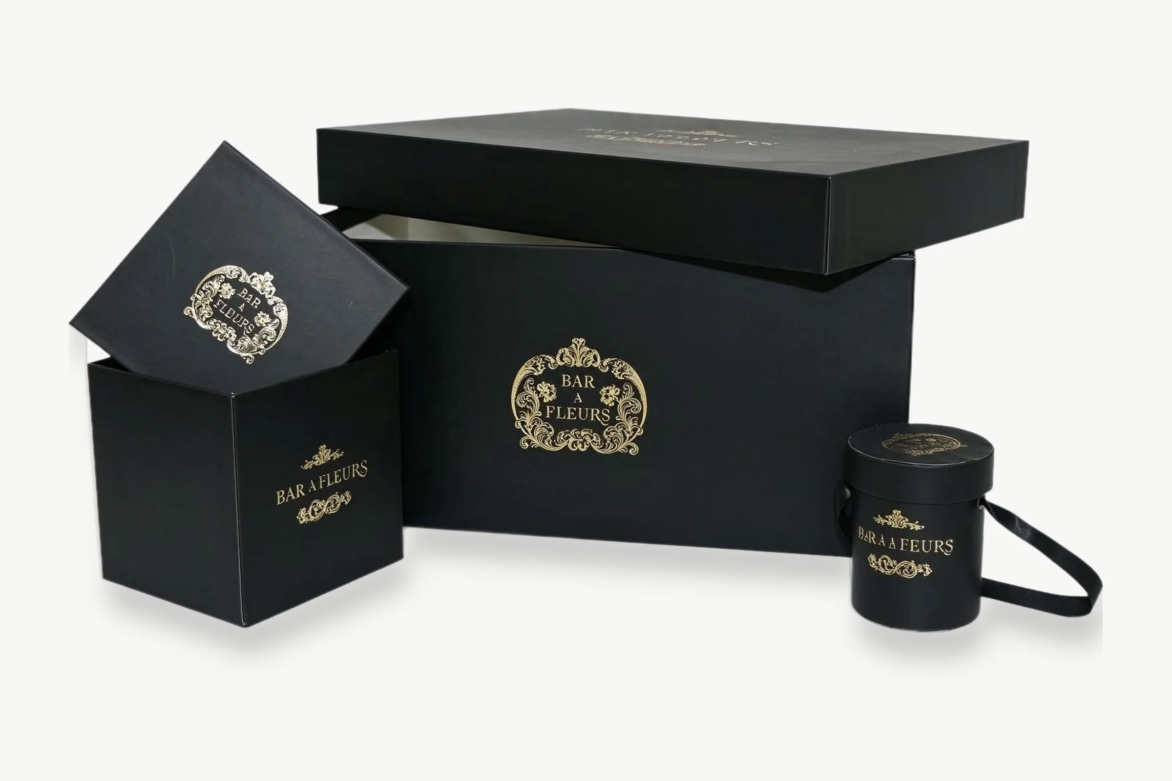 Bar à Fleurs black and gold hot-stamped box set